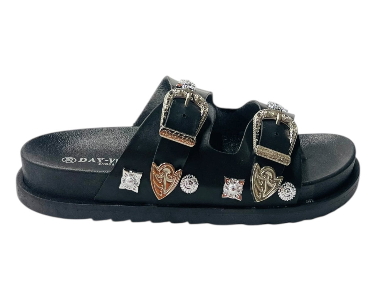 Flat Sole Double Strap Buckle Sandals