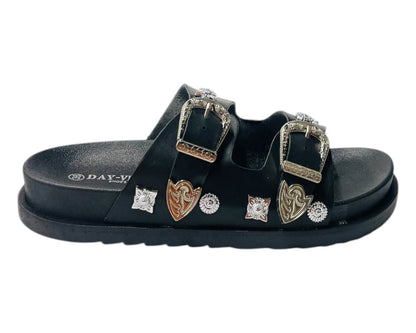 Flat Sole Double Strap Buckle Sandals