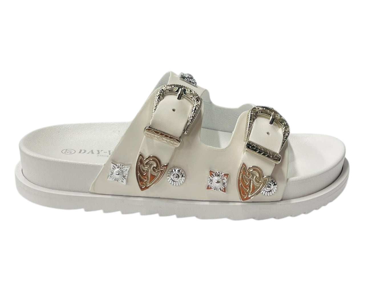 Flat Sole Double Strap Buckle Sandals