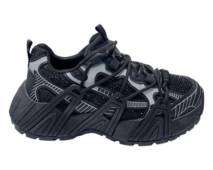 Chunky Sole Rhinestone Lace Up Sports Trainers