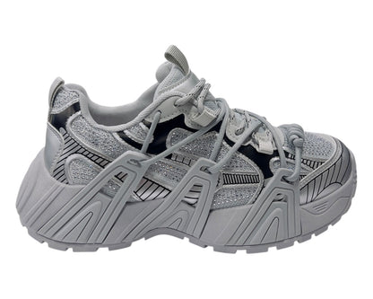 Chunky Sole Rhinestone Lace Up Sports Trainers
