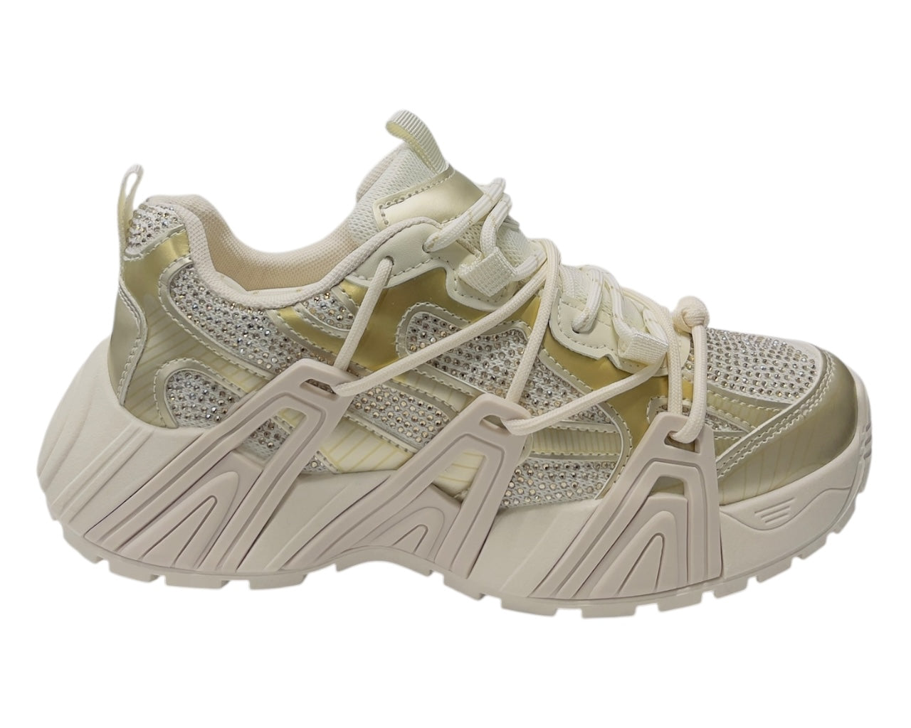 Chunky Sole Rhinestone Lace Up Sports Trainers