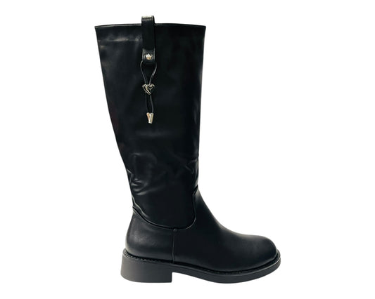 Faux Leather Zip Mid Calf Full Zip Boots