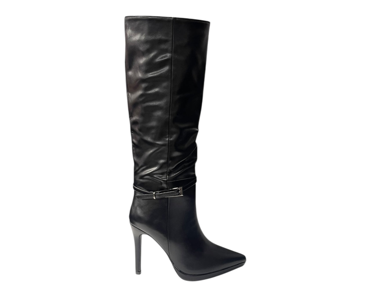 Pointed Toe Faux Leather Stiletto Heel Knee High Boots