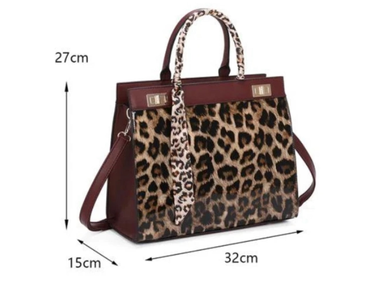 Faux Patent Leopard Print Crossbody Hand Bag