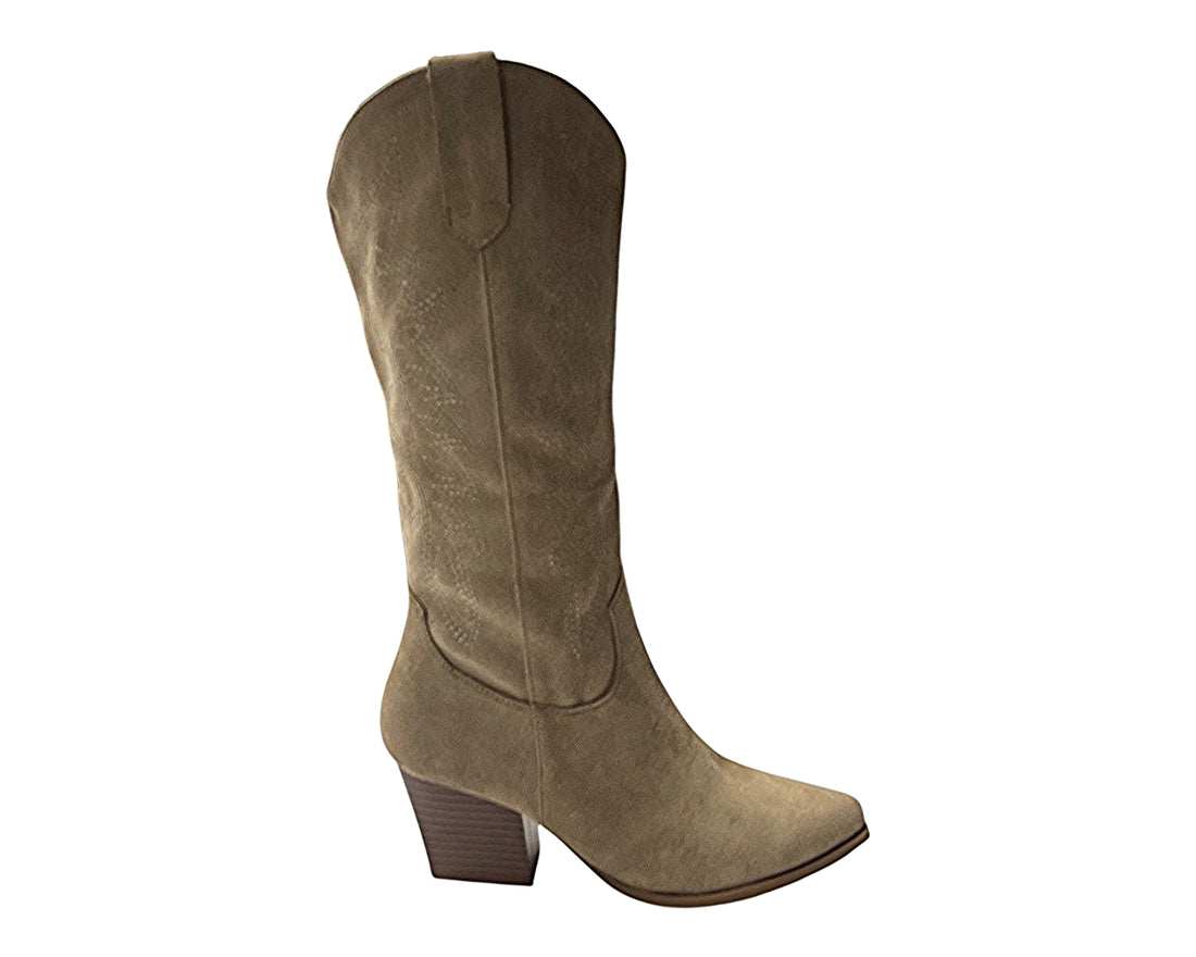 Mid Calf Western Embroidered Cowboy Boots