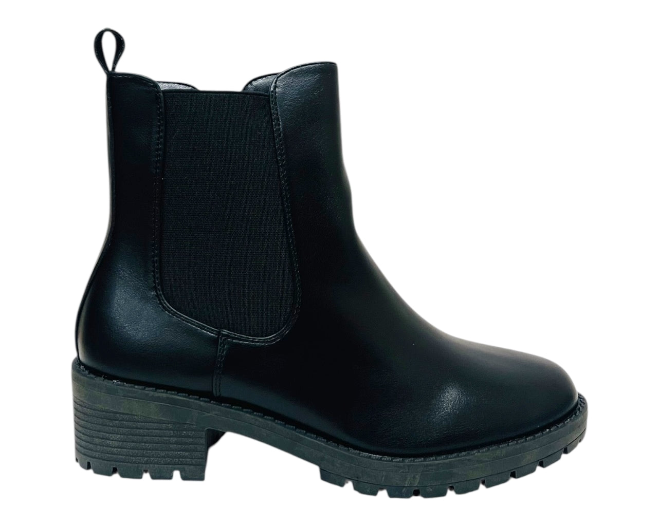 Faux Leather Elastic Panel Zip Ankle Boots