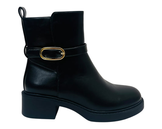 Faux Leather Zip Smart Ankle Boots