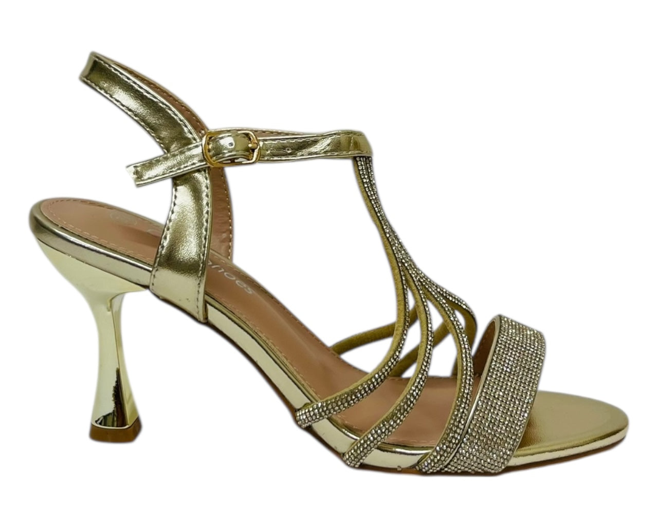 Diamante Ankle Strap Spool Heel Sandals