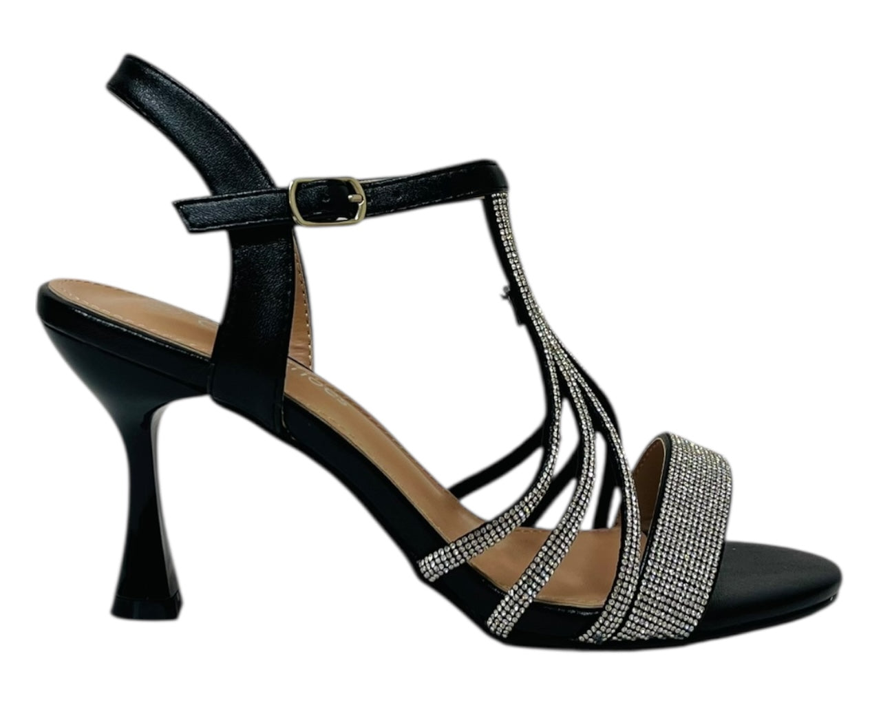 Diamante Ankle Strap Spool Heel Sandals