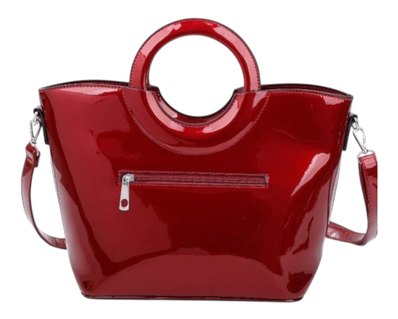 Faux Patent Floral Embellished Top Handles Large Shoulder Bag