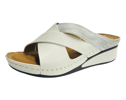 Cross Strap Lightweight Mules Wedge Slider