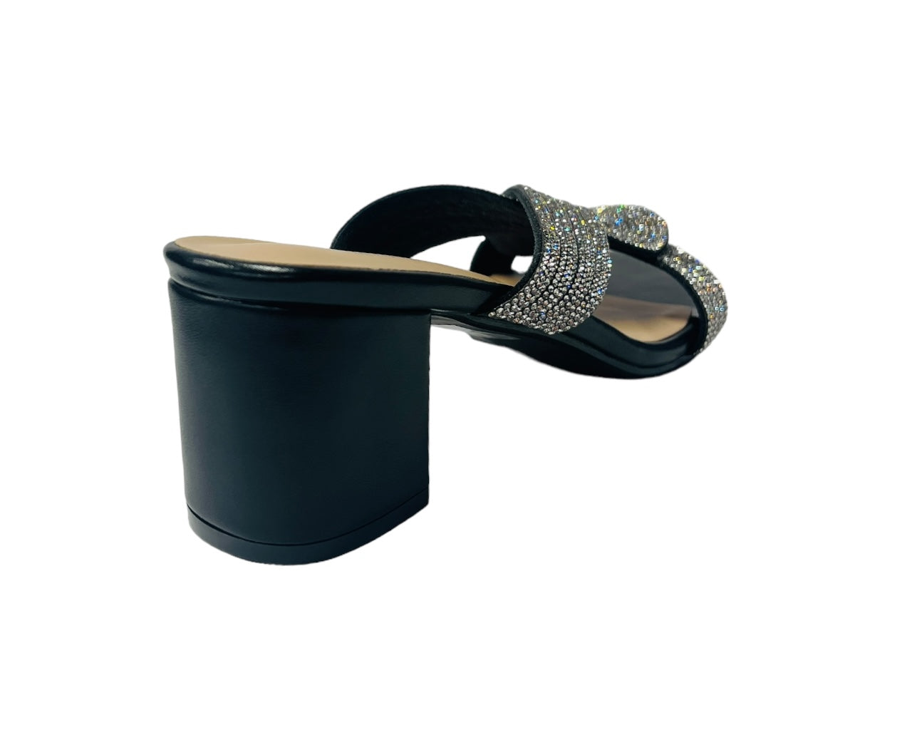 Block Heel Strap Rhinestones Sandals
