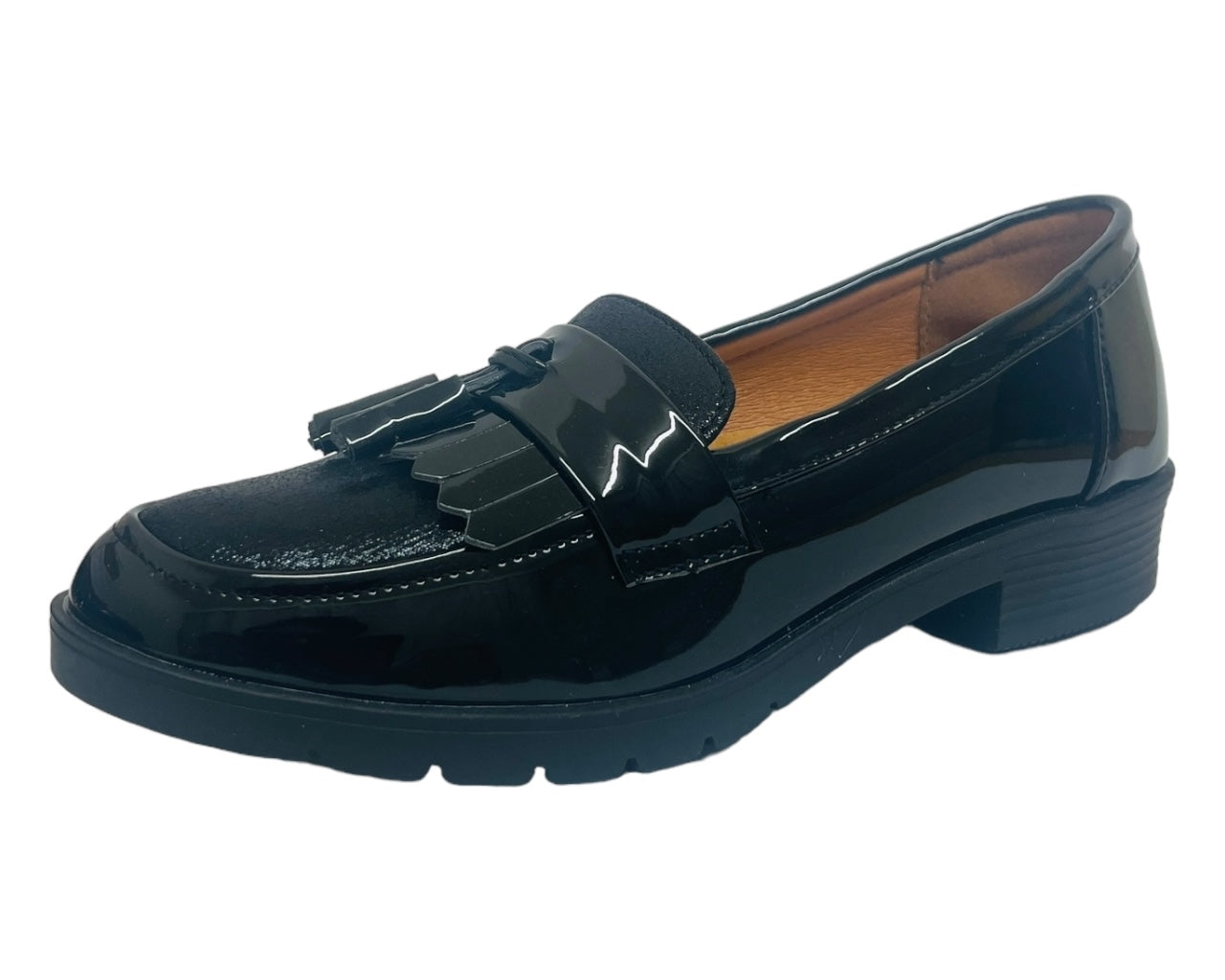 Faux Patent Leather Slip On Tassel Loafers Shoes