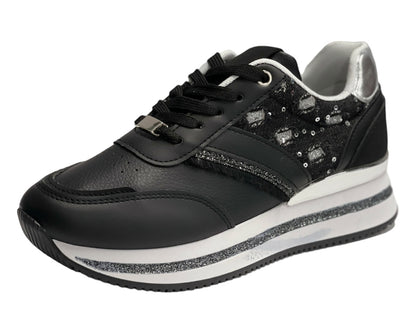 Faux Leather Chunky Sole Lace Up Trainers