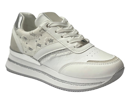 Faux Leather Chunky Sole Lace Up Trainers