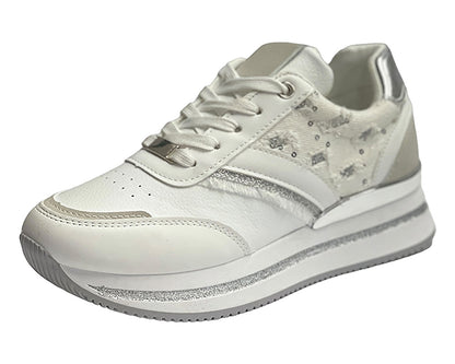 Faux Leather Chunky Sole Lace Up Trainers