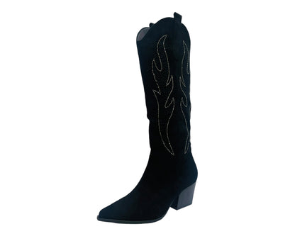 Western Cowboy Faux Suede Knee High Boots