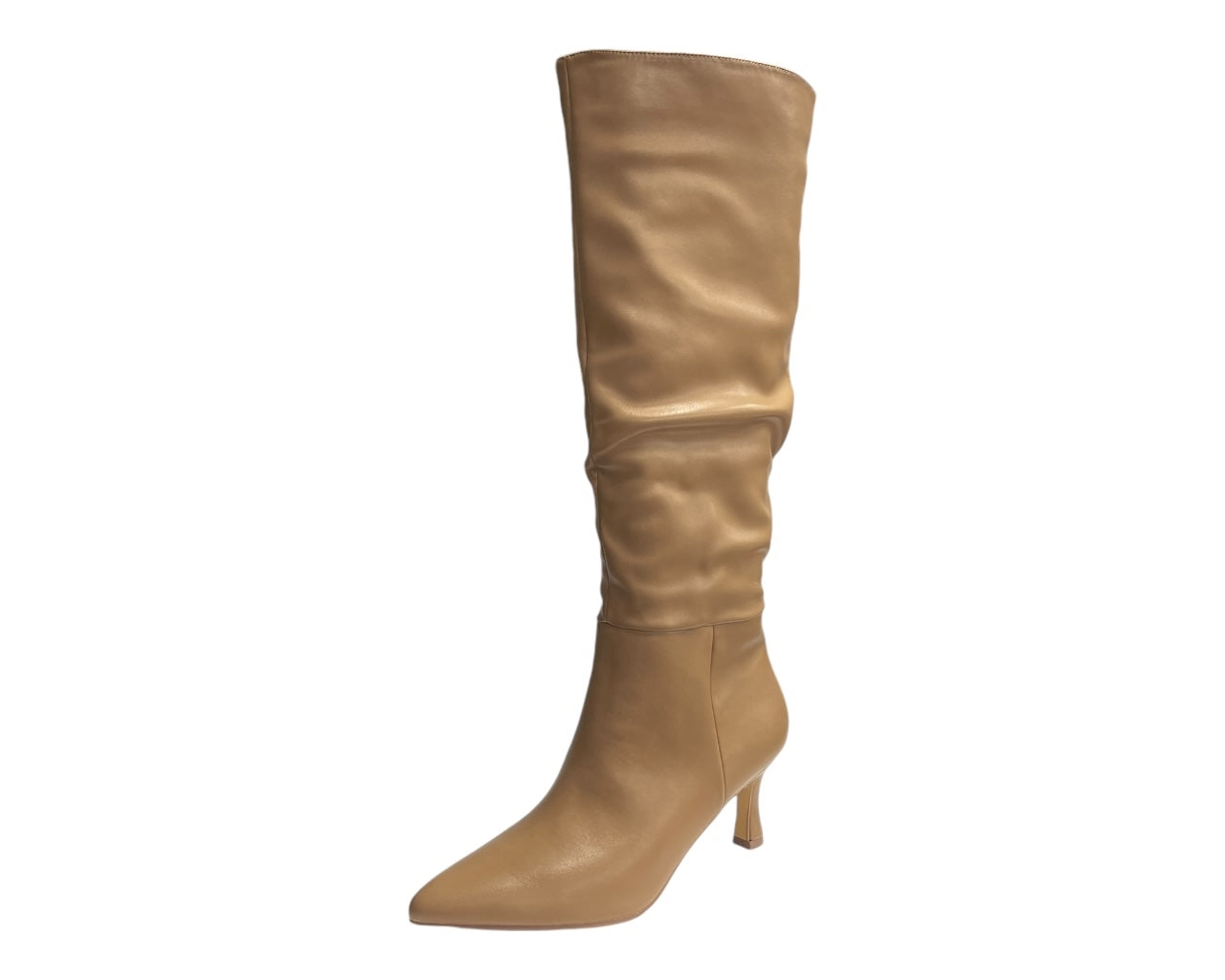 Faux Leather Knee High Zip Boots