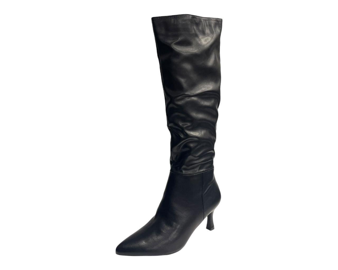 Faux Leather Knee High Zip Boots