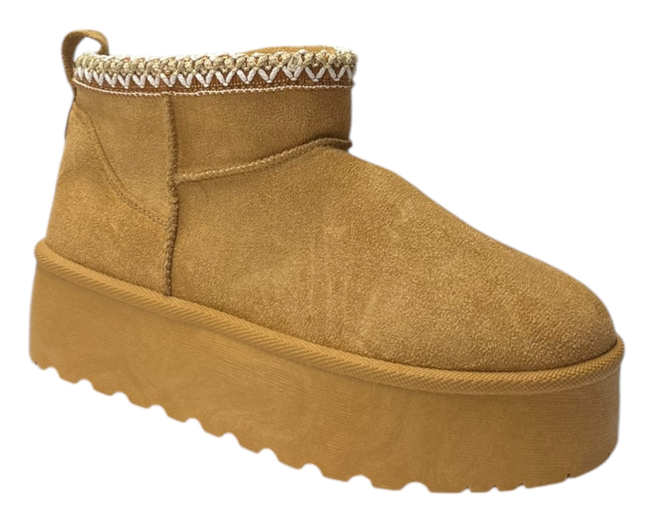 Faux Fur Lining Platform Mini Ankle Boots
