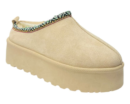 Faux Fur Lined Aztec Platform Shoes