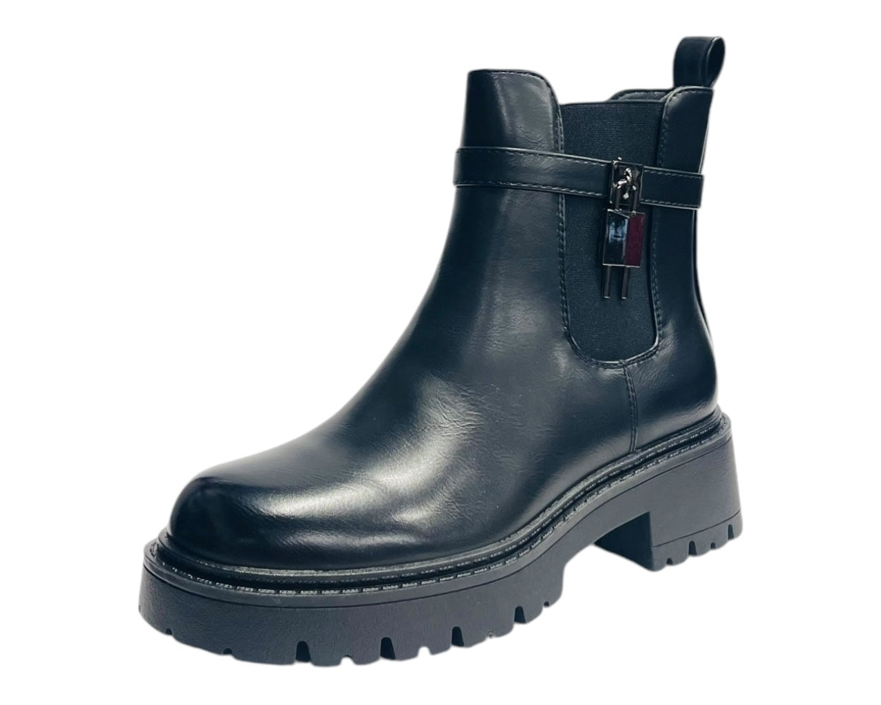 Chunky Sole Padlock Chelsea Ankle Boots
