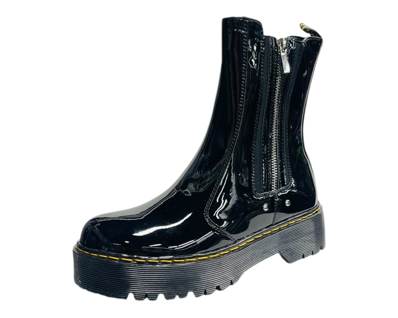 Chunky Sole Zip Chelsea Ankle Boots