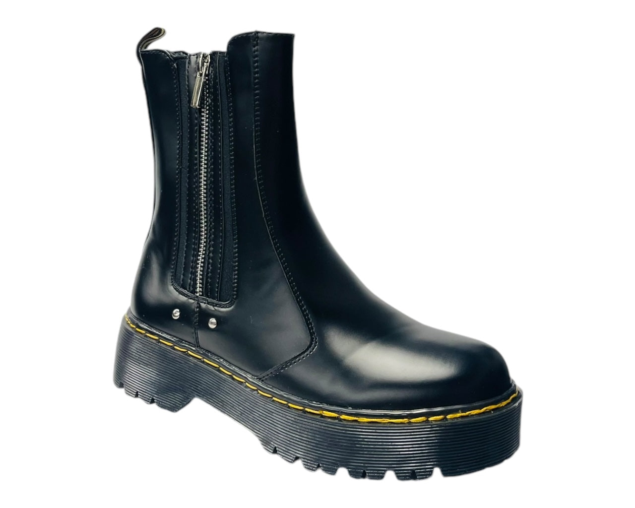 Chunky Sole Zip Chelsea Ankle Boots