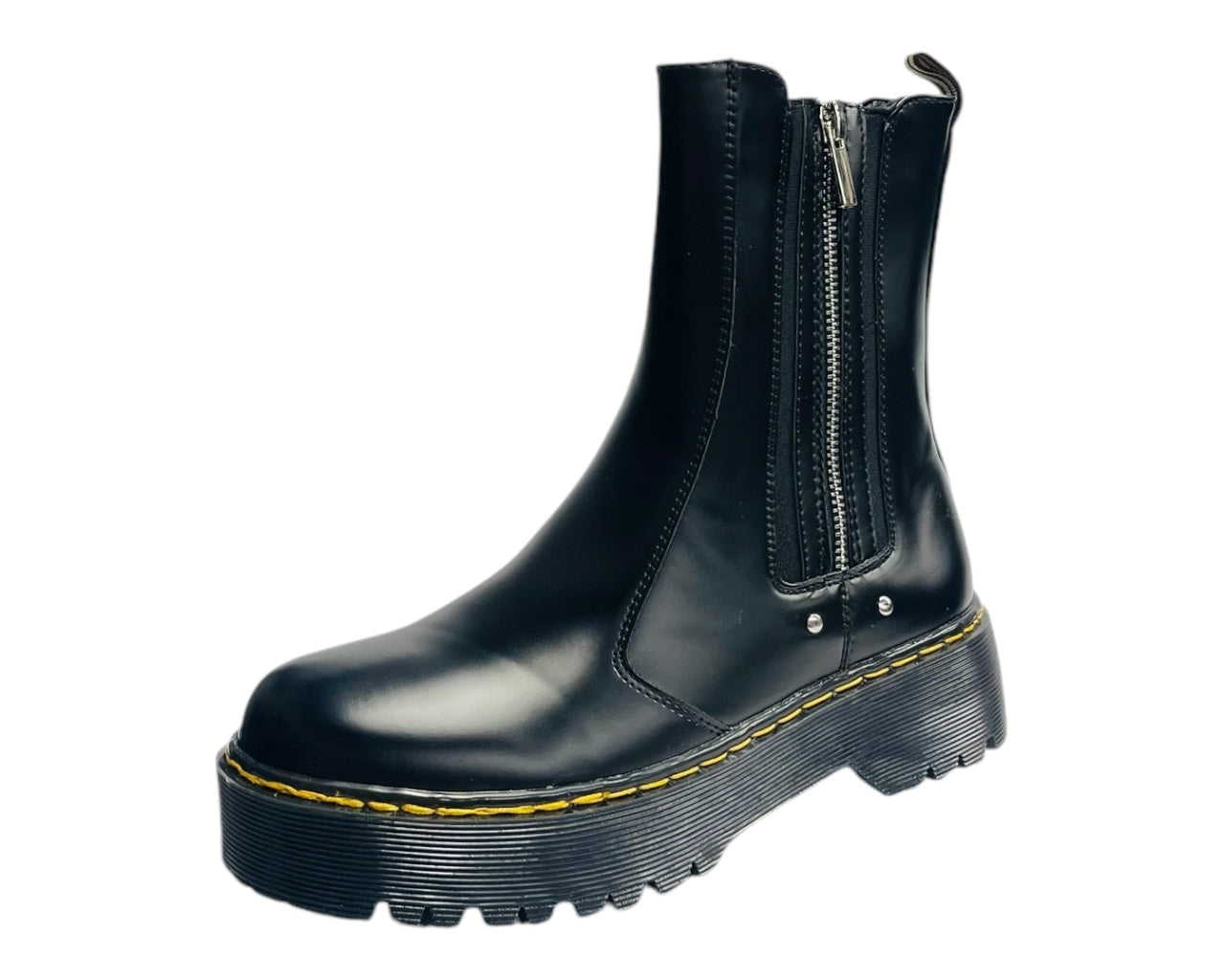 Chunky Sole Zip Chelsea Ankle Boots