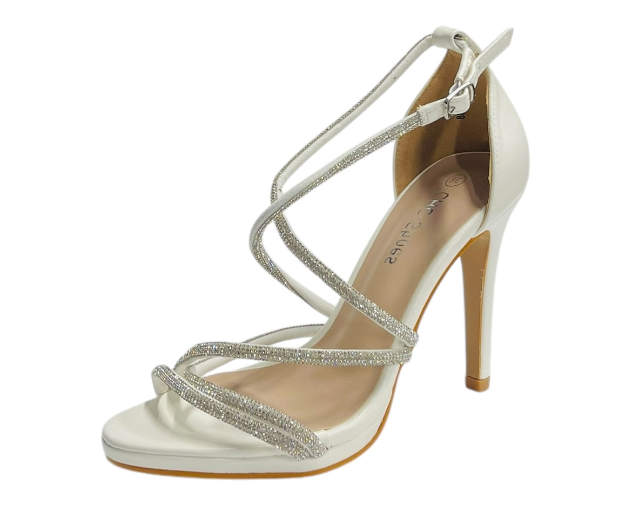 Crossover Stiletto Heel Diamante Strappy Shoes
