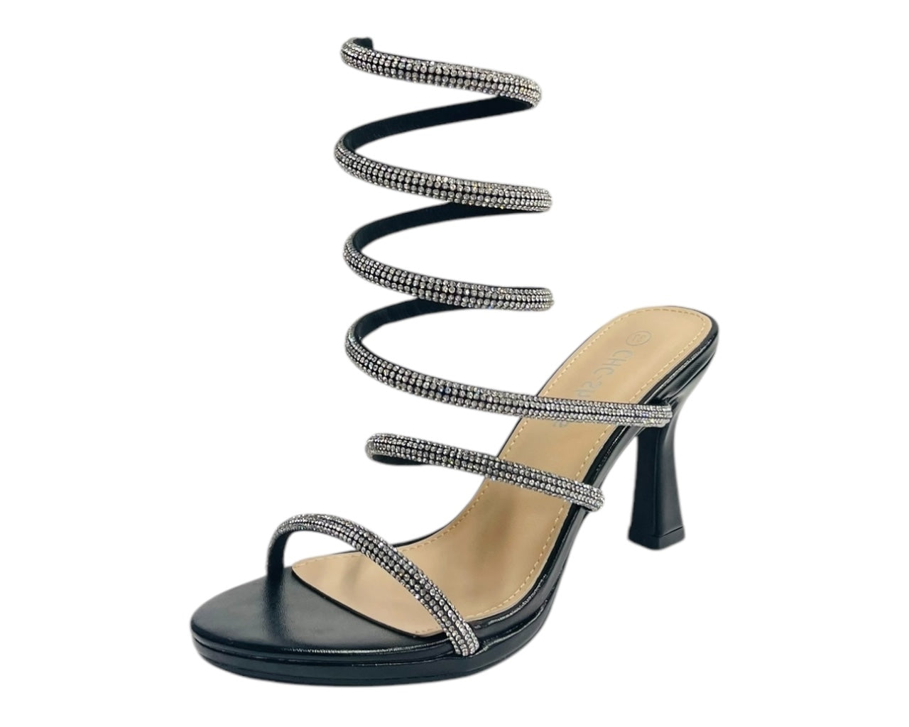 Diamante Snake Anklet Round Toe Sandals