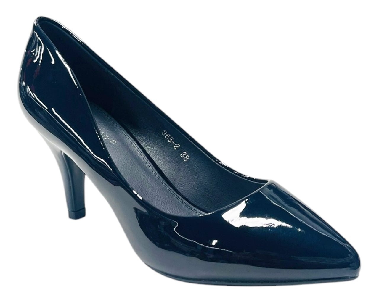 Faux Patent Leather Stiletto Heel Court Shoes