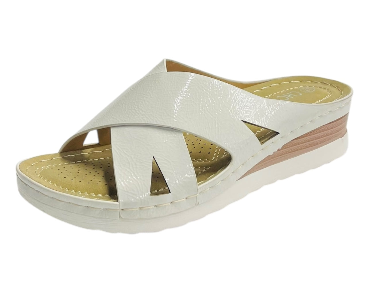 Lightweight Cross Strap Mules Wedge Slider