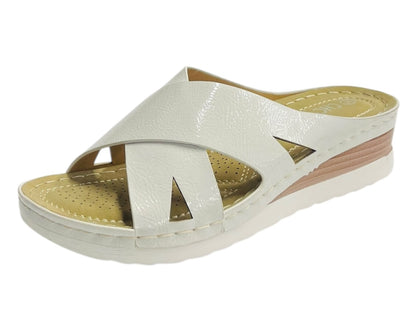 Lightweight Cross Strap Mules Wedge Slider