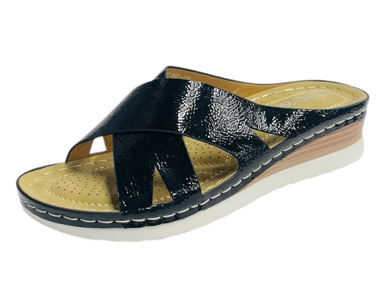 Lightweight Cross Strap Mules Wedge Slider