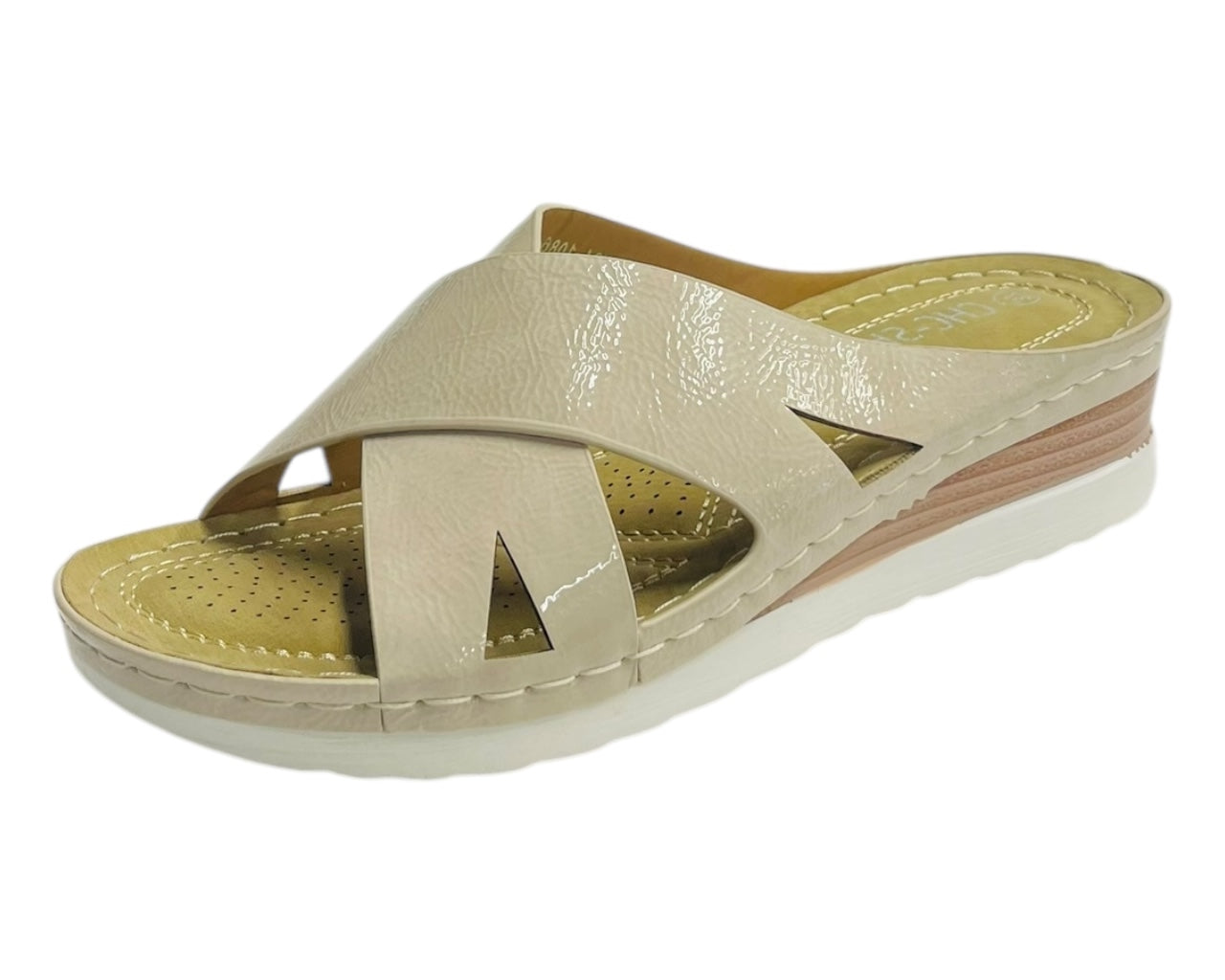 Lightweight Cross Strap Mules Wedge Slider