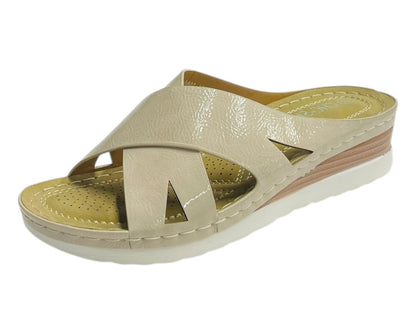 Lightweight Cross Strap Mules Wedge Slider