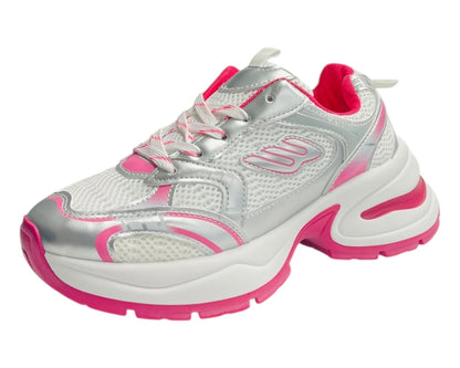 Chunky Sole Mesh Lace Up Sports Trainers