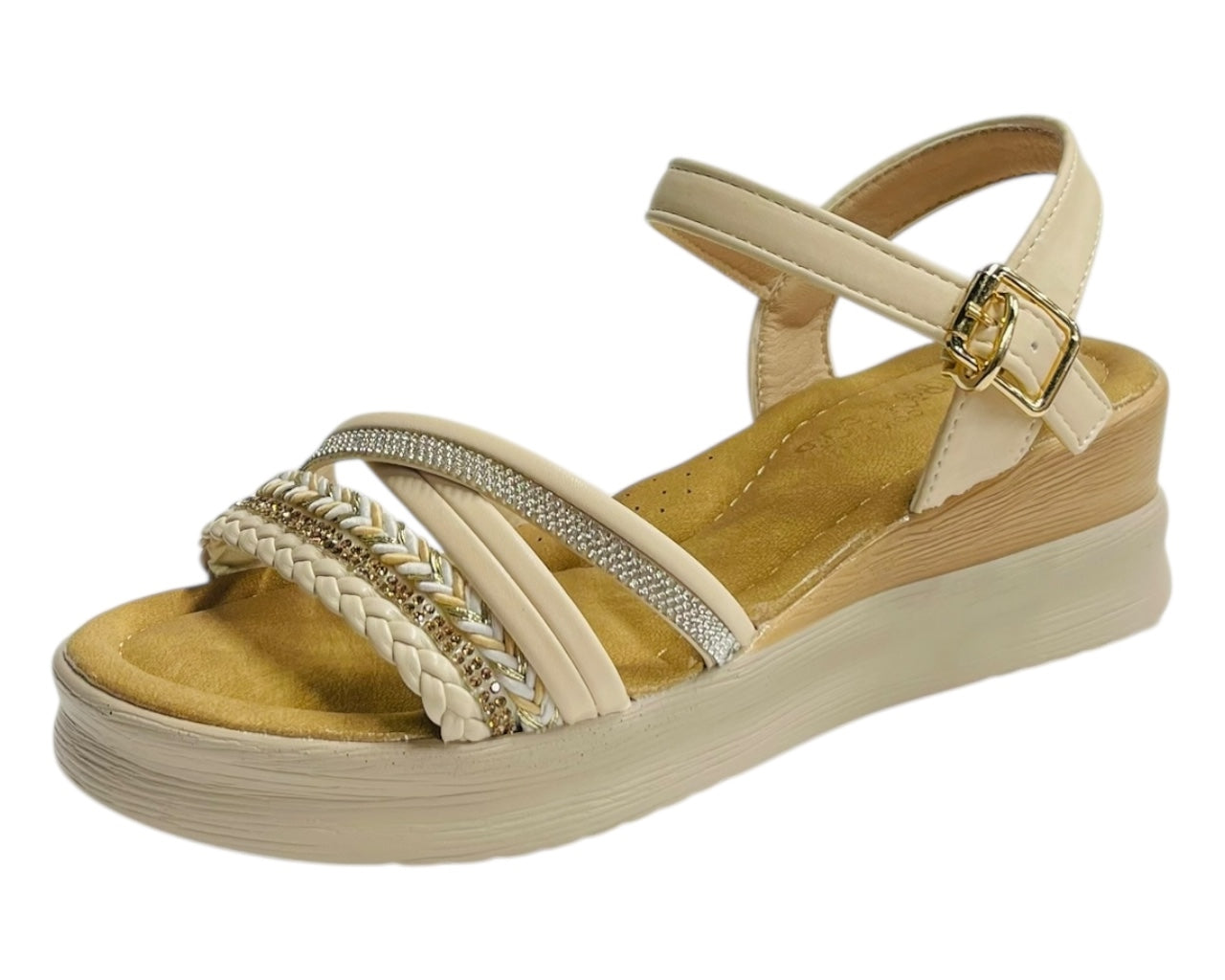 Lightweight Diamante Padded Insole Wedge Sandals