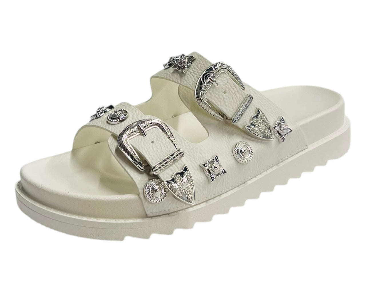 Double Strap Buckle Flat Sole Sandals