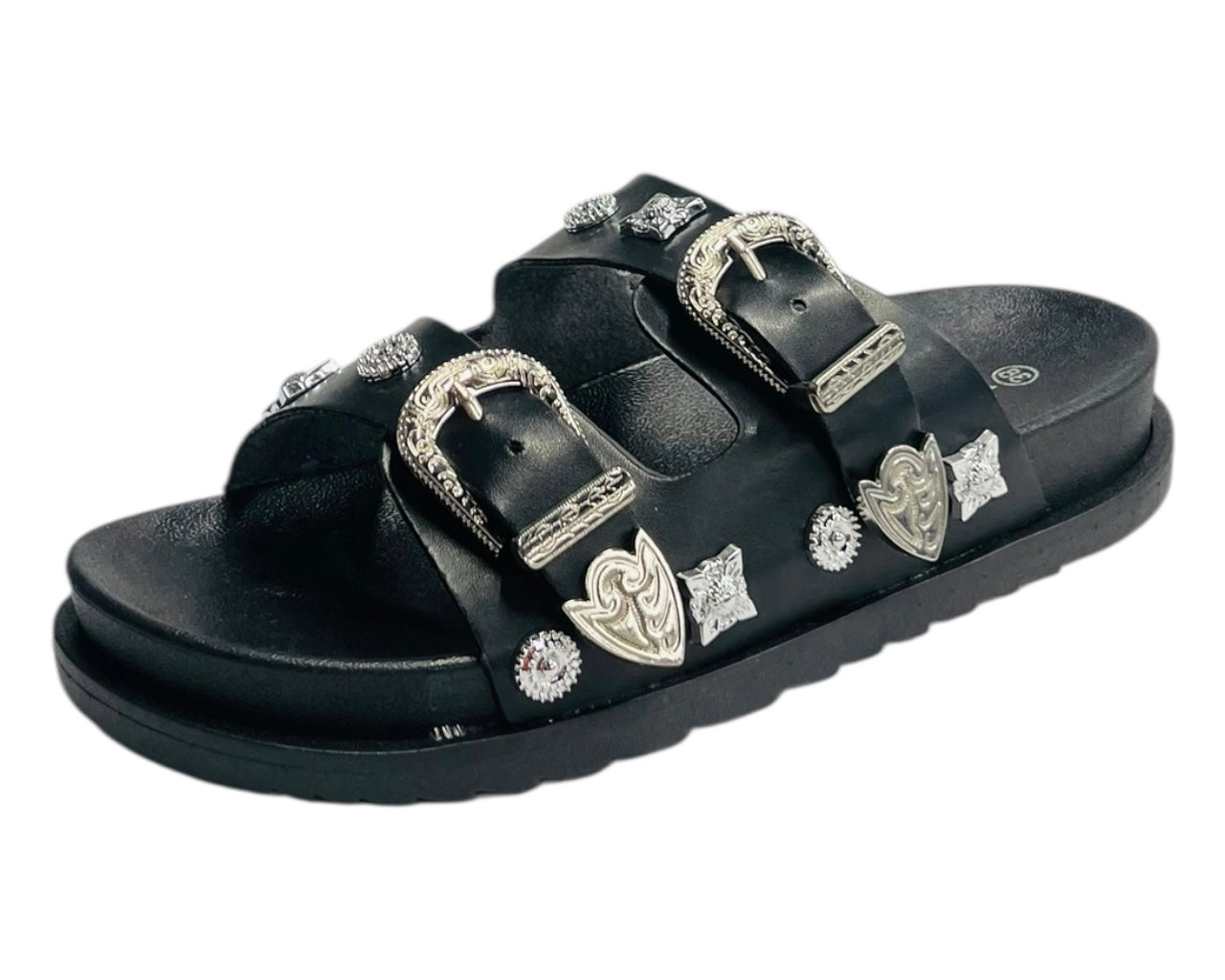 Flat Sole Double Strap Buckle Sandals