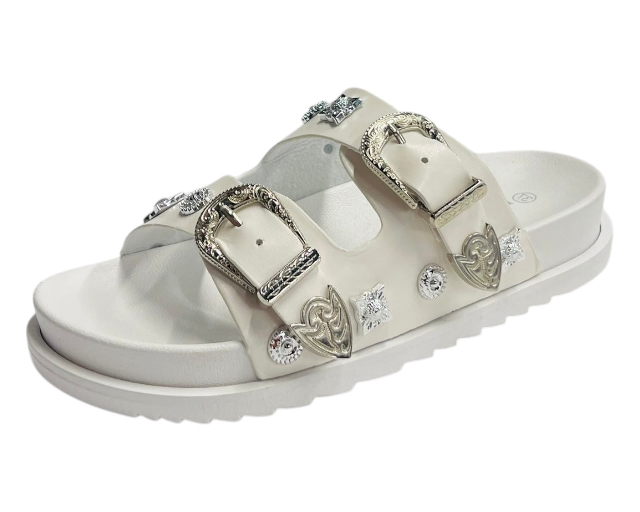 Flat Sole Double Strap Buckle Sandals