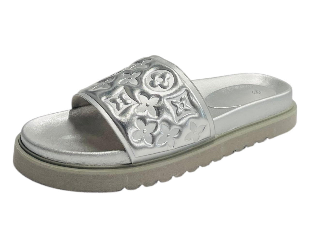 Embossed Front Strap Flat Sliders