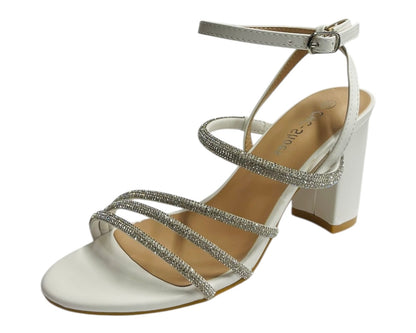 Block Heel Diamante Strappy Shoes