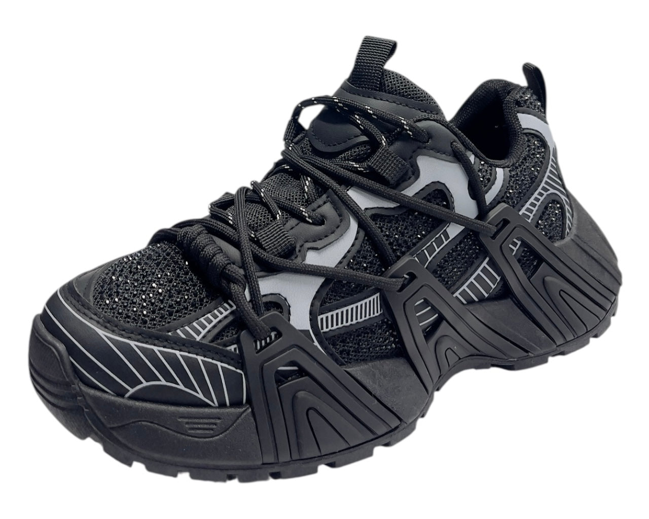 Chunky Sole Rhinestone Lace Up Sports Trainers