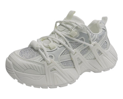 Chunky Sole Rhinestone Lace Up Sports Trainers