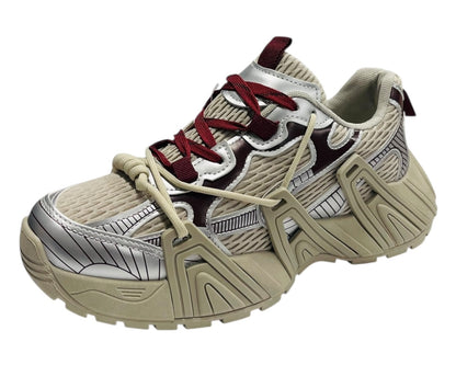 Chunky Sole Mesh Lace Up Sports Trainers