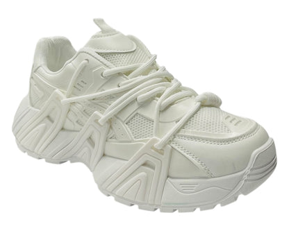 Chunky Sole Mesh Lace Up Sports Trainers