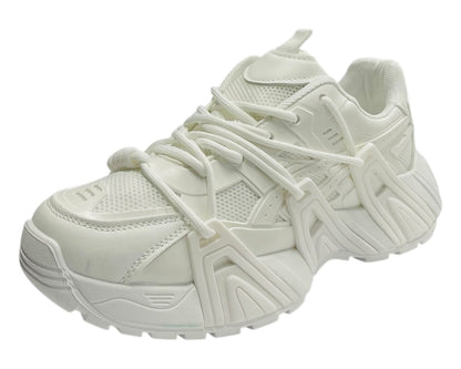 Chunky Sole Mesh Lace Up Sports Trainers